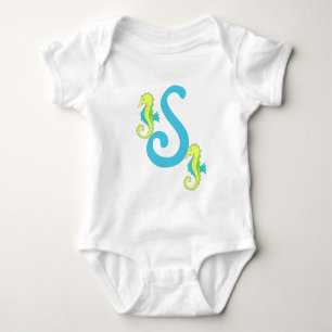 Monogram Letter S Monogrammed Seahorse Zee Horse Romper
