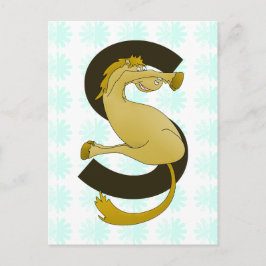 Monogram Letter S Pony Distressed Flower Pattern Briefkaart