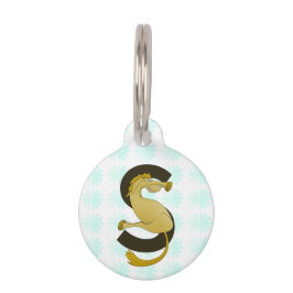 Monogram Letter S Pony Distressed Flower Pattern Huisdierpenning