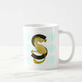 Monogram Letter S Pony Distressed Flower Pattern Koffiemok
