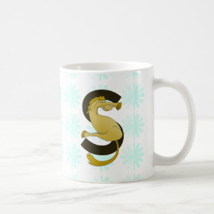 Monogram Letter S Pony Distressed Flower Pattern Koffiemok