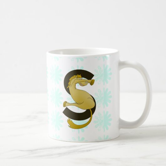Monogram Letter S Pony Distressed Flower Pattern Koffiemok (Rechts)