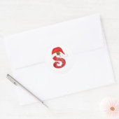 Monogram letter S, Santa hoed Kerstmis Ronde Sticker (Envelop)
