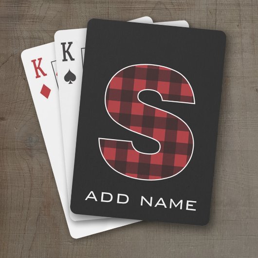 Monogram Letter S - Zwart en rood buffel Pokerkaarten