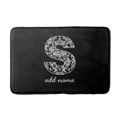 Monogram Letter S - Zwart-wit Damask Badmat (Voorkant)