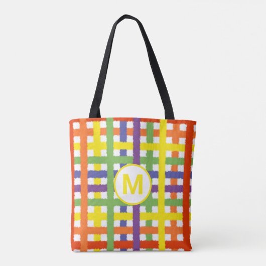 Monogram Letter Summer Beach Fun Rainbow Pset Tote Bag (Achterkant)