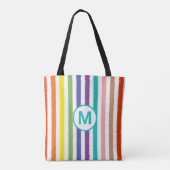 Monogram Letter Summer Beach Fun Rainbow Stripe Tote Bag (Achterkant)