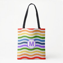 Monogram Letter Summer Beach Fun Rainbow Waves