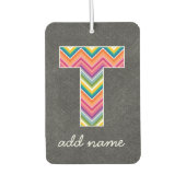 Monogram Letter T - Chalkboard en Bright Chevrons Luchtverfrisser (Voorkant)