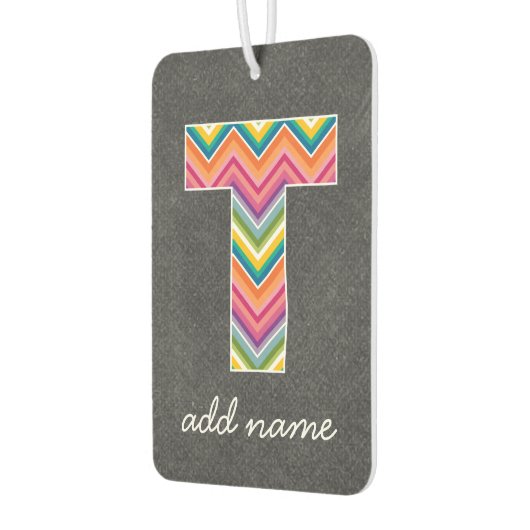 Monogram Letter T - Chalkboard en Bright Chevrons Luchtverfrisser (Links)