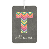 Monogram Letter T - Chalkboard en Bright Chevrons Luchtverfrisser (Achterkant)