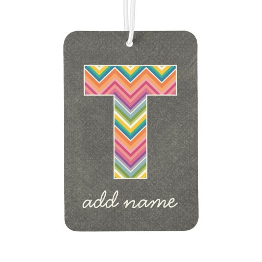 Monogram Letter T - Chalkboard en Bright Chevrons Luchtverfrisser (Achterkant)
