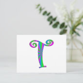 Monogram Letter T Fun Briefkaart (Staand voorkant)