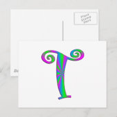 Monogram Letter T Fun Briefkaart (Voorkant / Achterkant)