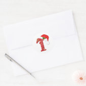 Monogram letter T, Kerstman hoed Kerstmis Ronde Sticker (Envelop)