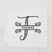 Monogram Letter T met familienaam Notitiekaartje (Voorkant / Achterkant)