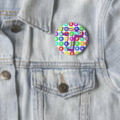 Monogram Letter T Multicolor Dandelions Button (In situ)