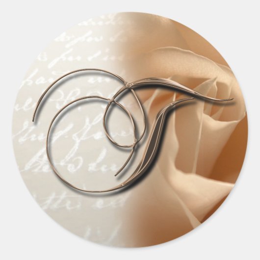 Monogram Letter T Wedding Envelope Seal Ronde Sticker (Voorkant)