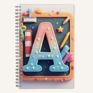 ✏️ Monogram Letter Terug naar School Kleurrijke St Notitieboek
