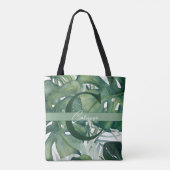 Monogram Letter Tropische bladeren Monstera groen Tote Bag (Achterkant)