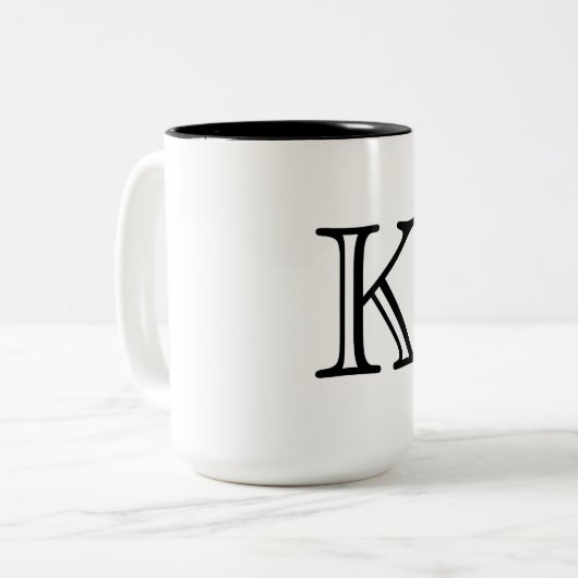 Monogram letter tweekleurige koffiemok (Voorkant links)
