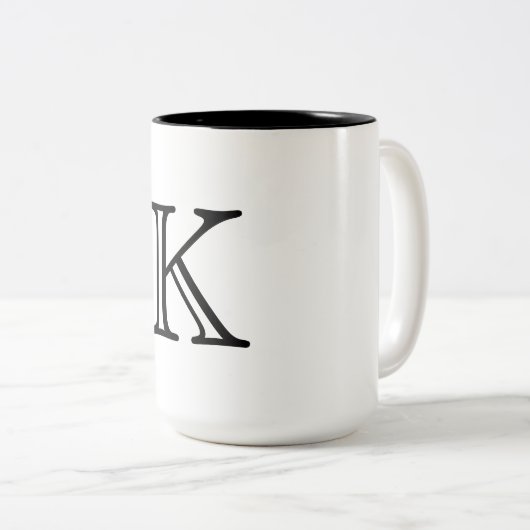 Monogram letter tweekleurige koffiemok (Voorkant rechts)