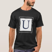 Monogram Letter U Alphabet U Initial Navy Blue   T-shirt (Voorkant)