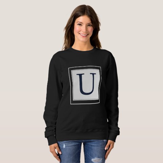 Monogram Letter U Alphabet U Initial Navy Blue   Trui (Voorkant volledig)