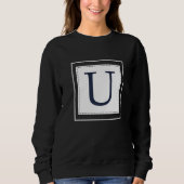 Monogram Letter U Alphabet U Initial Navy Blue   Trui (Voorkant)