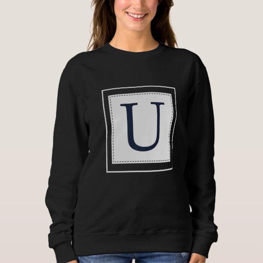 Monogram Letter U Alphabet U Initial Navy Blue Trui (Voorkant)