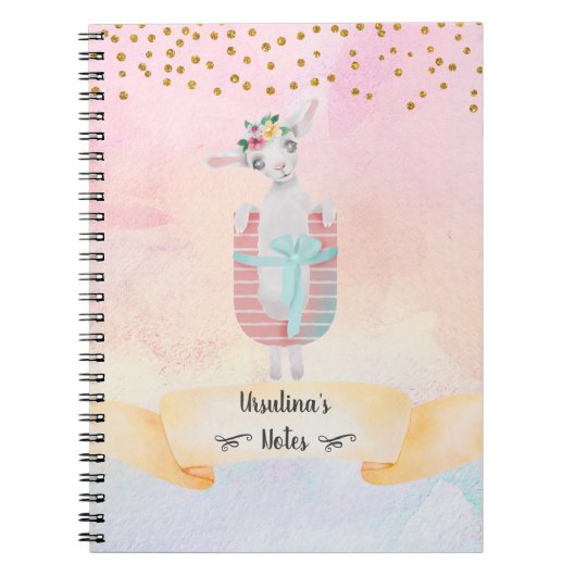 Monogram Letter U Cute Schaap Homeschool Meisje Notitieboek (Voorkant)