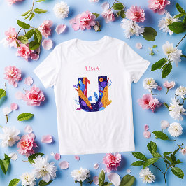 Monogram - Letter U Levendig Kunstzinnig Verjaarda Tri-Blend Shirt
