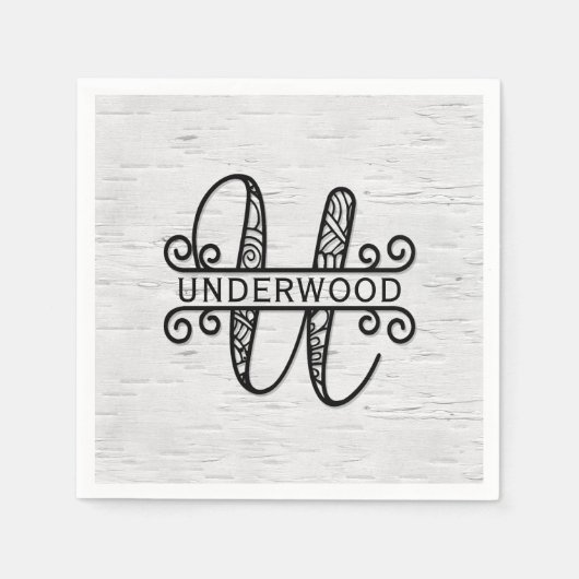 Monogram Letter U met familienaam Servet (Voorkant)