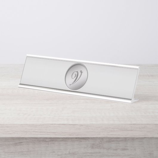 Monogram "Letter V" Bureau Naambordje (Voorkant)