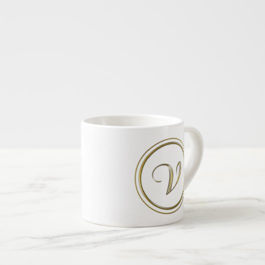 Monogram "Letter V" Espresso Kop (Voorkant rechts)