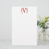 Monogram Letter V Red Leaves Briefpapier (Staand voorkant)