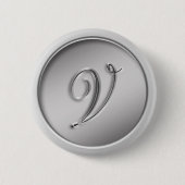 Monogram "Letter V" Ronde Button 5,7 Cm (Voorkant)