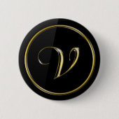Monogram "Letter V" Ronde Button 5,7 Cm (Voorkant)