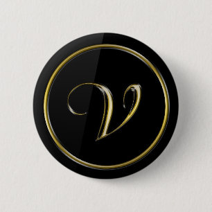 Monogram "Letter V" Ronde Button 5,7 Cm