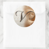 Monogram Letter V Wedding Envelope Seal Ronde Sticker (Tas)