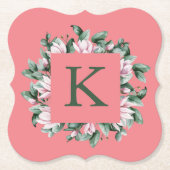 Monogram Letter Vierkant Bloemenkader        Kartonnen Onderzetters (Voorkant)