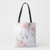 Monogram Letter W Bruidsmeisje Blush Roze Roos Tote Bag (Voorkant)