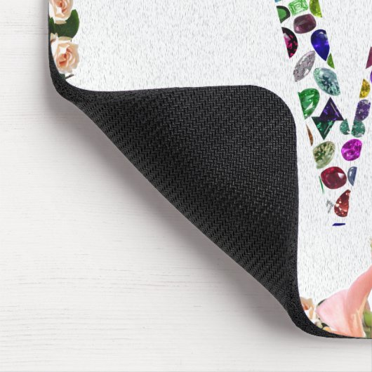 Monogram Letter W – Edelsteen Initiaal Ontwerp Muismat (Hoek)