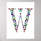 Monogram Letter W – Edelsteen Initiaal Ontwerp Poster (Voorkant)