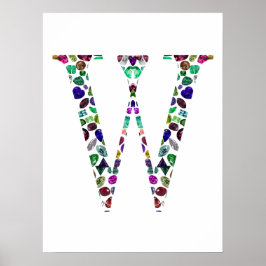 Monogram Letter W – Edelsteen Initiaal Ontwerp Poster