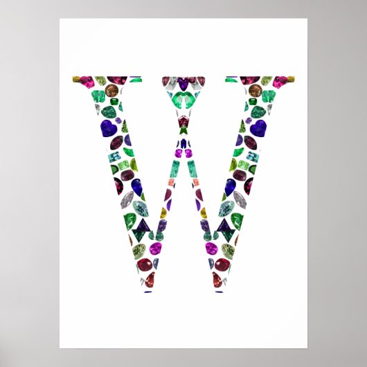 Monogram Letter W – Edelsteen Initiaal Ontwerp Poster (Voorkant)