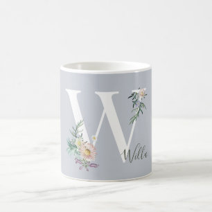Monogram Letter W Floral Koffiemok