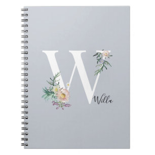 Monogram Letter W Floral Notitieboek