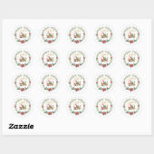Monogram letter W, Kerstkrans w / Sinterklaas Ronde Sticker (Vel)