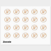 Monogram Letter W Wood look Ronde Sticker (Vel)